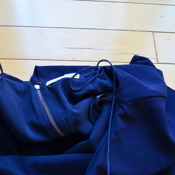 Alice + Olivia Silk Blend Kipp Layered Top Navy Blue Ruffle Dress Size 10 - Picture 8 of 13